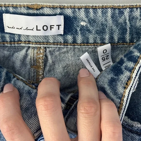 LOFT Straight Jeans, Medium Wash, Size 25/0, Lightly Distressed - Picture 6 of 9